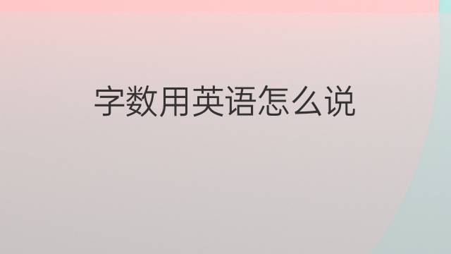 字数用英语怎么说 字数的英语翻译