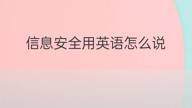 信息安全用英语怎么说 信息安全英语翻译