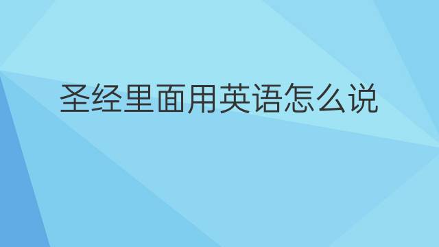 圣经里面用英语怎么说 圣经里面英语翻译