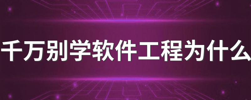 千万别学软件工程为什么 软件工程就业前景好吗