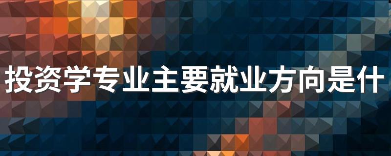 投资学专业主要就业方向是什么 毕业以后工资高吗