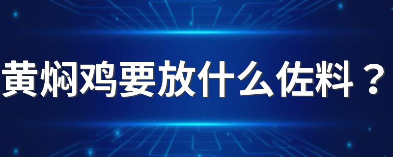 黄焖鸡要放什么佐料？