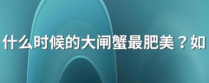 什么时候的大闸蟹最肥美？如何挑选大闸蟹?