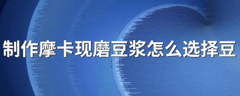 制作摩卡现磨豆浆怎么选择豆子?怎么煮摩卡现磨豆浆?