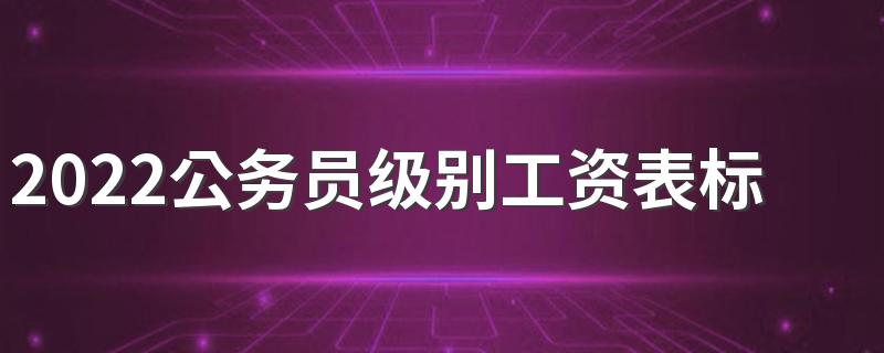 2022公务员级别工资表标准最新 工资标准有变化吗