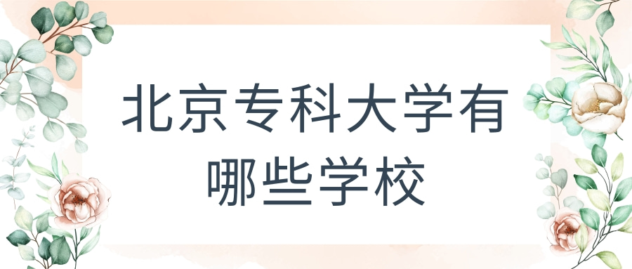 北京专科大学有哪些学校