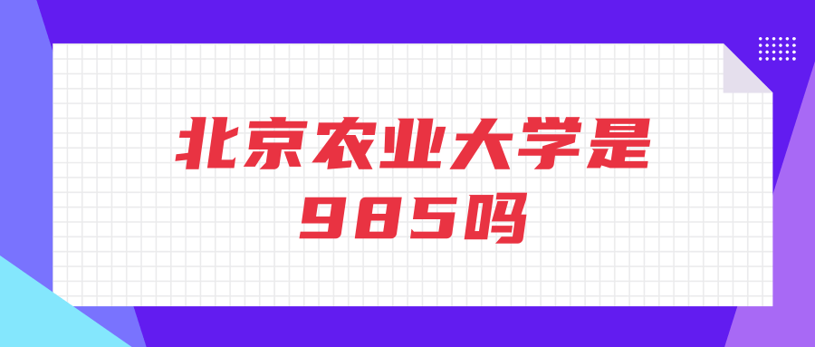 北京农业大学是985吗