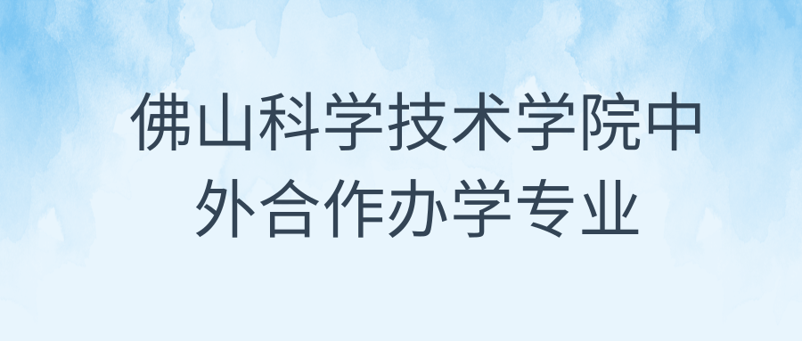 佛山科学技术学院中外合作办学专业