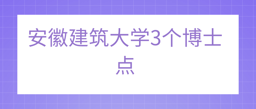 安徽建筑大学3个博士点